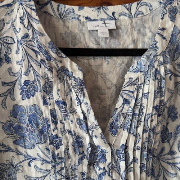 J.Jill Love Linen 100% Linen croqette cottagecore bohemian bell sleeve M PRETTY - Picture 8 of 8